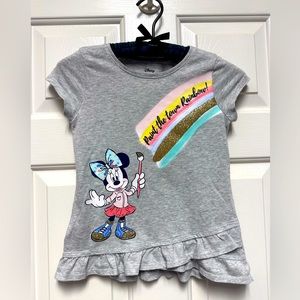 Disney Jumping Beans Adorable Minnie Mouse Painting a Rainbow Tee. Girls Size 7